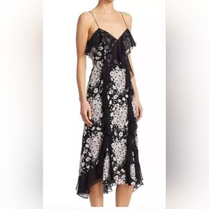 Cinq à Sept Joelle Floral Silk Ruffle Dress
